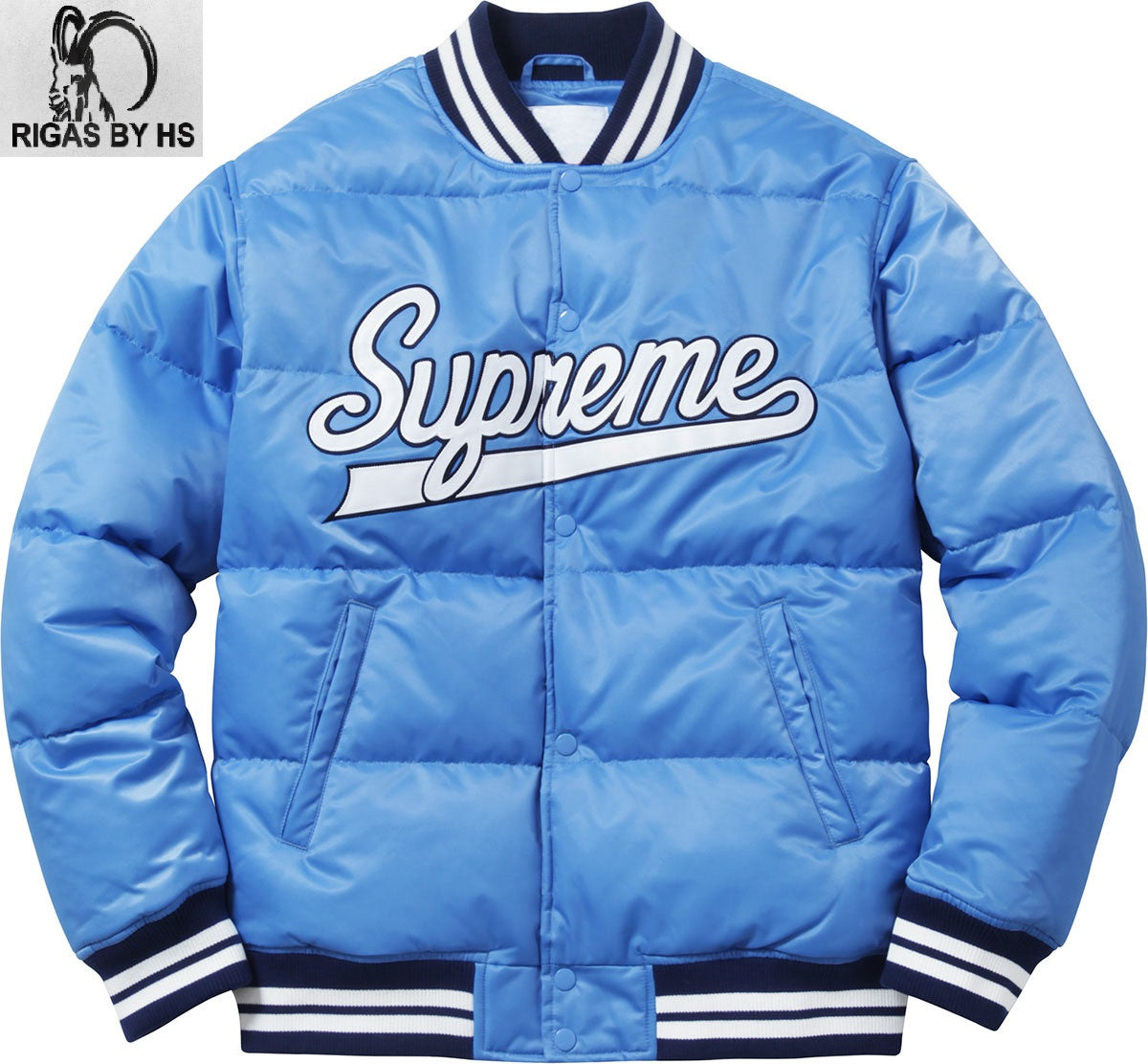 Blue supreme varsity jacket Clearance