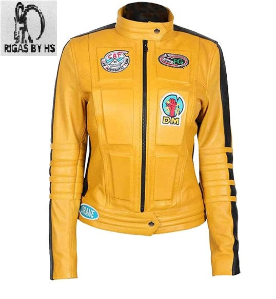 KILL BILL UMA THURMAN Yellow Biker Leather Jacket – RIGAS by HS