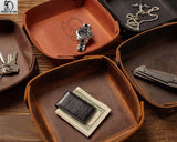 Father's Day Mens Gift Custom Coin Watch Holder Leather Tray