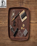 Father's Day Mens Gift Custom Coin Watch Holder Leather Tray