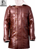 Mens Tom Hardy Dark Knight Rises Military Real Leather Bane Coat