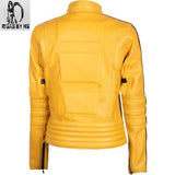 KILL BILL UMA THURMAN Yellow Biker Leather Jacket