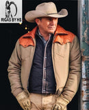 John Dutton YELLOWSTONE Kevin Costner Orange Beige Cotton Jacket