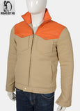 John Dutton YELLOWSTONE Kevin Costner Orange Beige Cotton Jacket