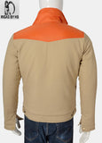 John Dutton YELLOWSTONE Kevin Costner Orange Beige Cotton Jacket