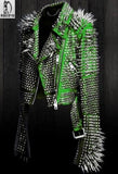 Womens Studded Spiked Steam Punk Brando Leather Jacket