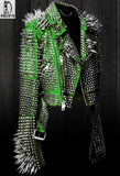 Womens Studded Spiked Steam Punk Brando Leather Jacket