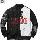 Scarface Tony Montana Black & White Leather Bomber Jacket