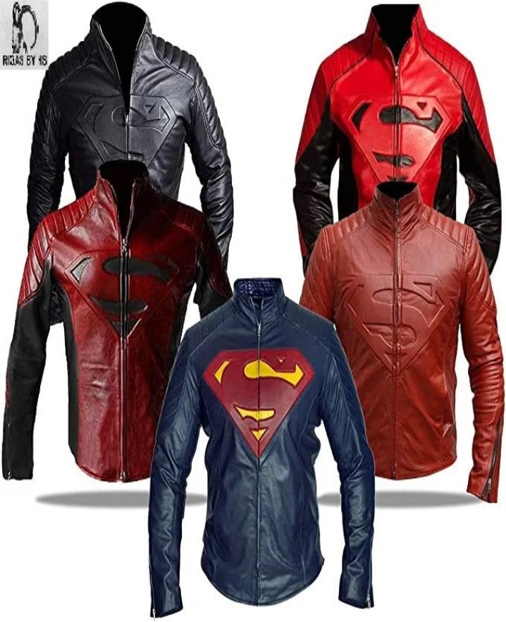 SUPERMAN STYLE (Clarke Kent-Smallville) MENS FASHION HIGH QUALITY LEATHER  JACKET | eBay