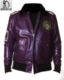 BATMAN HENCHMAN JOKER Goon Purple Leather Bomber Jacket