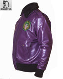 BATMAN HENCHMAN JOKER Goon Purple Leather Bomber Jacket