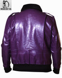 BATMAN HENCHMAN JOKER Goon Purple Leather Bomber Jacket