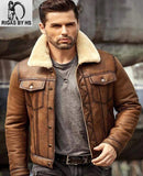 Mens Shearling B3 Bomber Flight Aviator Sheepskin Leather Jacket