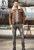 Mens Shearling B3 Bomber Flight Aviator Sheepskin Leather Jacket