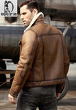 Mens Shearling B3 Bomber Flight Aviator Sheepskin Leather Jacket