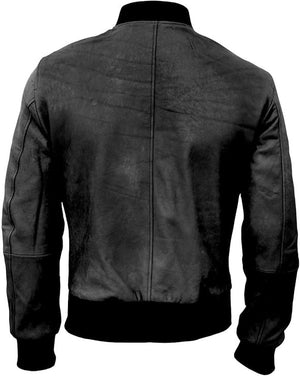 Troy Black and Tan Bomber Designer Genuine Leather Jacket Men Big and Tall