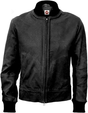 Troy Black and Tan Bomber Designer Genuine Leather Jacket Men Big and Tall