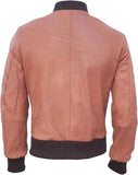 Troy Black and Tan Bomber Designer Genuine Leather Jacket Men Big and Tall