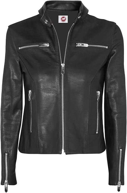Samianti Geninue Leather Black Women Designer Moto Biker Leather Jacket for Women