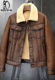 Mens Shearling B3 Bomber Flight Aviator Sheepskin Leather Jacket