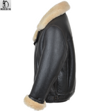 B3 RAF Aviator Pilot Flying Bomber Real Fur Shearling Sheepskin Leather Jacket