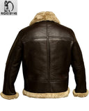 Men's RAF Aviator Brown B3 Bomber Genuine Sheepskin Leather Jacket