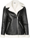 Shapior Shearling Fur Real Leather Blazer Designer Black Jacket for Women