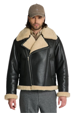 B3 RAF Aviator Pilot Flying Bomber Real Fur Shearling Sheepskin Leather Jacket