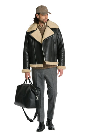 B3 RAF Aviator Pilot Flying Bomber Real Fur Shearling Sheepskin Leather Jacket