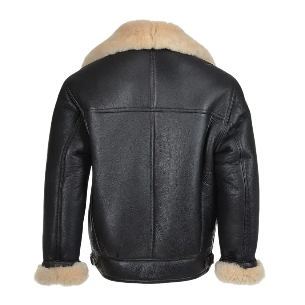 B3 RAF Aviator Pilot Flying Bomber Real Fur Shearling Sheepskin Leather Jacket