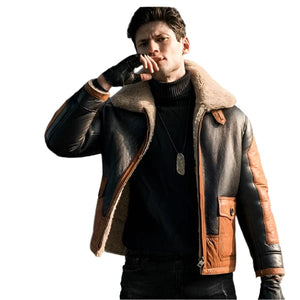 B3 Thickened Shearling Bomber Air Force Flight Leather Jacket