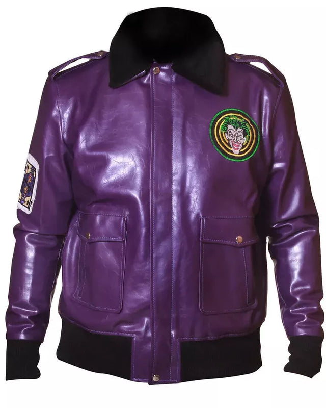 Batman Henchman Joker Goon Purple Leather Bomber Jacket