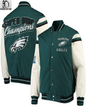 Men's G-III Sports by Carl Banks Midnight Green Philadelphia Eagles Victory Formation Commemorative Full-Snap Varsity Jacket