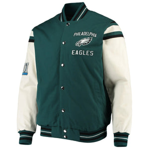 Men's G-III Sports by Carl Banks Midnight Green Philadelphia Eagles Victory Formation Commemorative Full-Snap Varsity Jacket