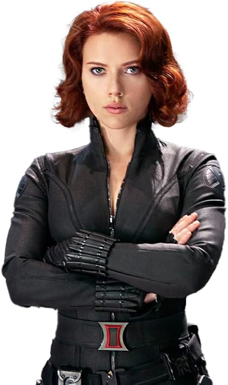 Womens Black Widow Scarlett Johansson Black Cosplay Leather Jacket