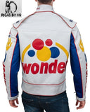 Men's Ricky Bobby Talladega Nights Wonder Bread White Racing Leather Jacket