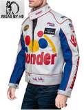 Men's Ricky Bobby Talladega Nights Wonder Bread White Racing Leather Jacket