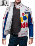 Men's Ricky Bobby Talladega Nights Wonder Bread White Racing Leather Jacket