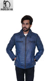 Lavendard Blue Leather Biker Jacket