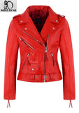 Womens Classic Brando Biker Cowhide Leather Jacket