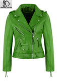 Womens Classic Brando Biker Cowhide Leather Jacket