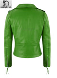 Womens Classic Brando Biker Cowhide Leather Jacket